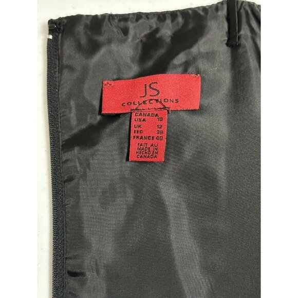 JS Collections Solid Black Spaghetti Strap Boning Beaded Lined Dressy Top Sz 10 - Picture 3 of 7